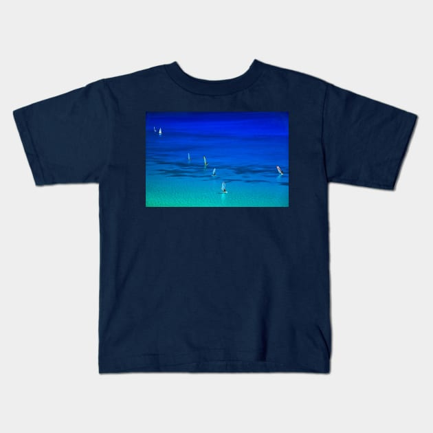 Surfing in Lefkada Kids T-Shirt by Cretense72